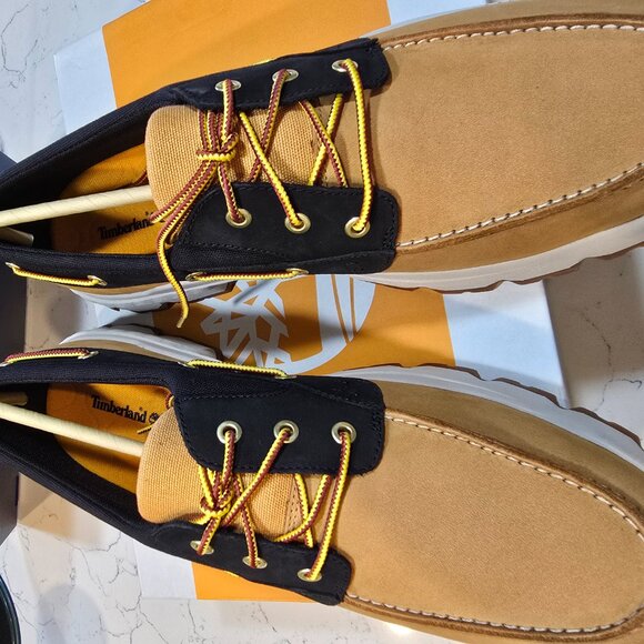 Timberland Authentic Boat Shoe Mens 12 NUBUCK OXFORD WHEAT BLACK NEW TB0A2AK5231 - Picture 4 of 10